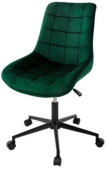 Bureaustoel op wielen groen met fluwelen bekleding en metalen frame ML design