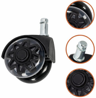 Bureaustoel wielen 2.5 inch - 5x - 11 x 22 mm - stil en krasvrij - tot 160 kg belastbaar