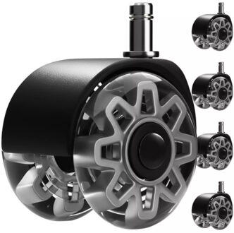 Bureaustoel wielen 2.5 inch - 5x - grijs - stil en krasvrij - tot 160 kg belastbaar