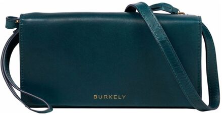 Burkely Fine Florence Phonebag teal crossbody dames polstasje Groen - H 12.5 x B 20 x D 3.5 cm