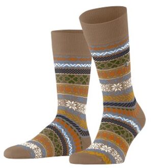 Burlington Country Fair Isle Wool Sock Bruin,Versch.kleure/Patroon - Maat 40/46