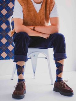 Burlington Edinburgh Kniekousen Wol Navy Donkerblauw