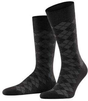 Burlington Leyton Wool Sock Zwart,Blauw - Maat 40/46