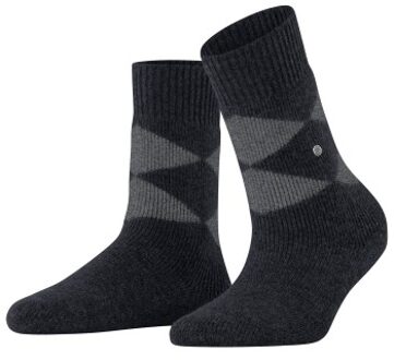 Burlington Women Cosy Argyle House socks Blauw,Zwart,Grijs - Maat 36/41