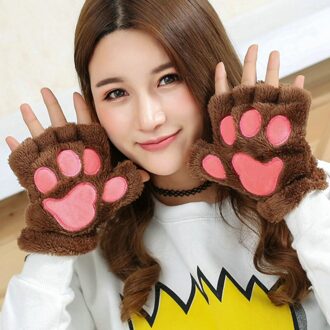 burst van volwassen handschoenen vrouwelijke winter zachte halve dikke vrouwen dikke winter warm katten beer klauwen pluche handschoenen st-2 3