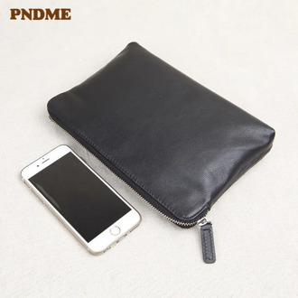 Business casual genuine leather men's clutch bag simple daily high quality natural soft first layer cowhide black phone wallet