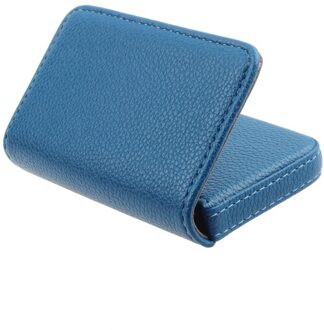 Business ID Creditcardhouder Mannen en Vrouwen Metalen Vintage Aluminium Doos PU Leather Card Wallet blauw
