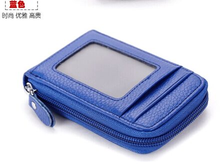 Business Mannen Creditcardhouder Portemonnee Blokkeren Rits Dunne Pocket Blauw