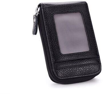 Business Mannen Creditcardhouder Portemonnee Blokkeren Rits Dunne Pocket zwart