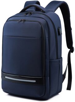 Business Mannen Rugzak Met Usb-poort Opladen Hoge Capaciteit 17-Inch Computer Rugzak Multifunctionele reistassen blauw Backpack