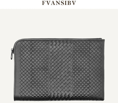 Business Men's Clutch Bag 100% Lambskin Woven Embroidered Luxury Brand Envelope Bag Multi-Function Large-Volume A4 File Bag New