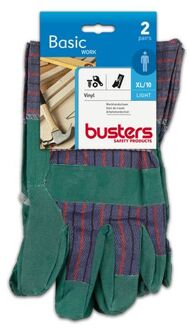 Busters Handschoenen Vinyl/katoen Groen/blauw M10 – 2 Paar