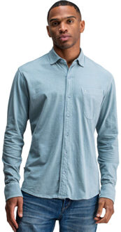 BUTCHER OF BLUE Aidan peached jersey shirt Blauw - L