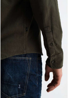 BUTCHER OF BLUE Aidan peached jersey shirt - maat M Bruin