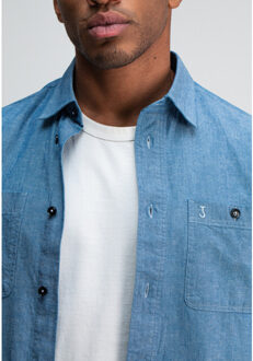 BUTCHER OF BLUE Aidan worker chambray shirt Blauw - M