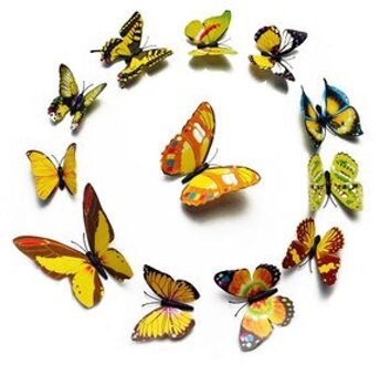 Butterfly 3D decorative sticker decorative fridge magnet geel