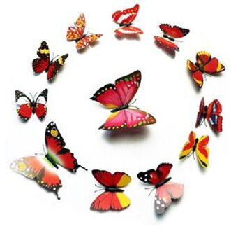 Butterfly 3D decorative sticker decorative fridge magnet rood