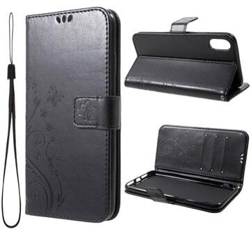 Butterfly Series iPhone XR Wallet Case - Zwart