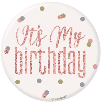 Button It's My Birthday Rosé Goud 8cm