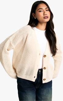 Button Through Cardigan, Cream - M