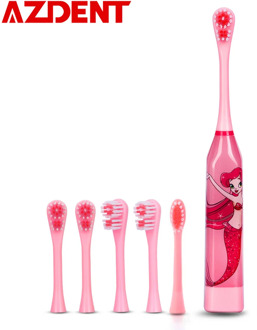 Buy 1 Get 6 Heads Children Cartoon Pattern Sonic Electric Toothbrush Double-sided Replacement Heads Battery for Kids Tooth White