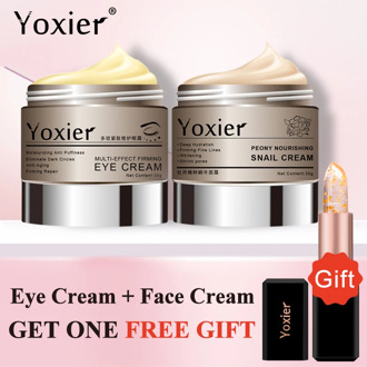 Buy 2 Get 1 Gift Yoxier Snail Face Cream Eye Cream Moisturizing Lifting Firming Fine Lines Remove Eye Bag Skin Care Case set