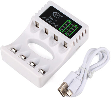 Buyincoins Intelligente Snelle Led Oplader voor AA AAA Ni-Mh Ni-Cd Oplaadbare Batterij #258129 wit