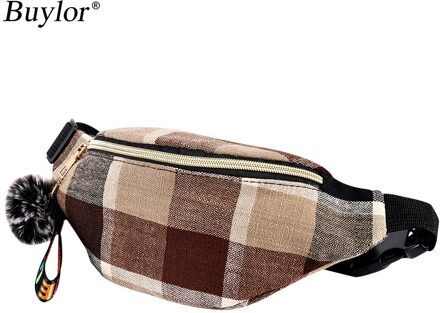 Buylor Taille Tas Voor Vrouwen Trend Mode Riem Tas Canvas Fanny Pack Meisje Hip Bum Bag Casual Crossbady Tas Reizen pouch Borst Zak bruin