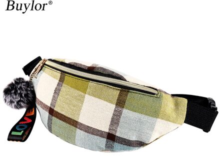 Buylor Taille Tas Voor Vrouwen Trend Mode Riem Tas Canvas Fanny Pack Meisje Hip Bum Bag Casual Crossbady Tas Reizen pouch Borst Zak groen