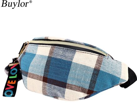 Buylor Taille Tas Voor Vrouwen Trend Mode Riem Tas Canvas Fanny Pack Meisje Hip Bum Bag Casual Crossbady Tas Reizen pouch Borst Zak licht blauw