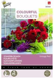 Buzzy Colourful Bouquets, Vintage Red (Rode tinten)