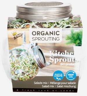 Buzzy Organic kiemgroente Salademix glazen pot