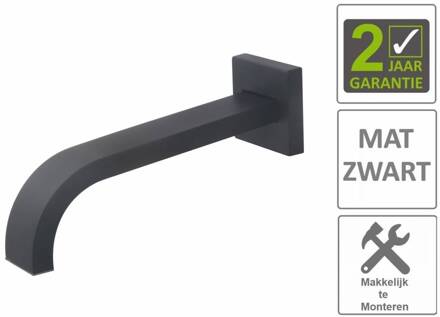 BWS Baduitloop Vierkant 22 cm Mat Zwart (excl inbouwdeel)