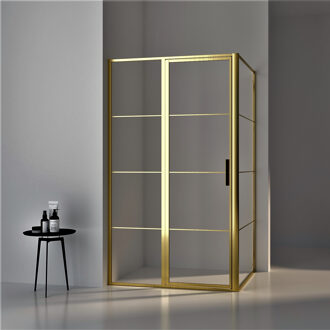 BWS Douchecabine Frame 120x100 cm 8 mm NANO Glas Geborsteld Messing Goud