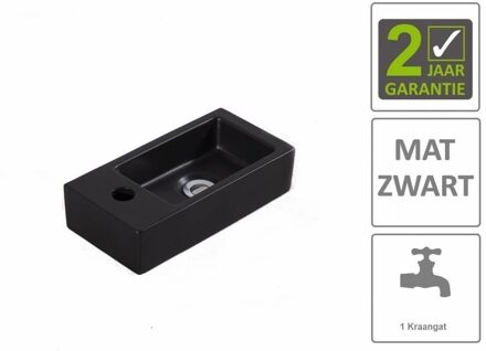 BWS Fontein Rino Mini Links 36x18x9 cm Mat Zwart