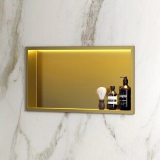 BWS Inbouwnis | Lucio | met LED Verlichting | 60x30x7cm | Mat Goud