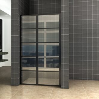 BWS Nisdeur INDUS met Vast Paneel 130x200 cm 8 mm NANO Glas Omkeerbaar Mat Zwart