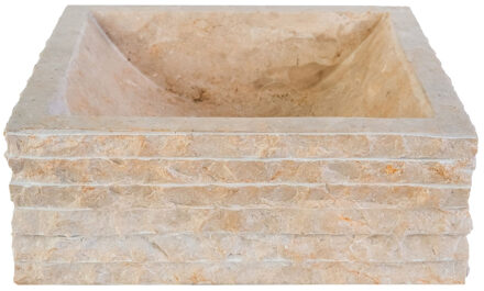 BWS Waskom Stone Vierkant 40x40x15 cm Natuursteen Creme