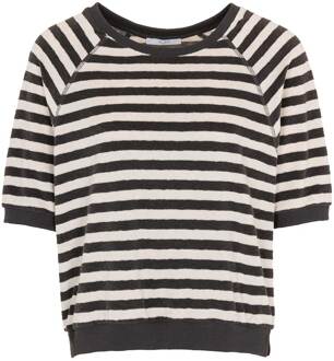 BY-BAR Gestreepte badstof top Neva  zwart