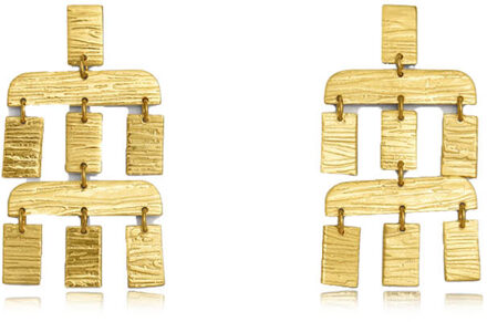 BY-BAR Gold plated oorhangers Puck  goud - One Size,