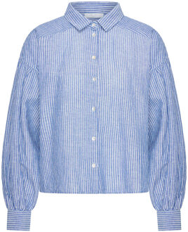 BY-BAR Linnen gestreepte blouse Sarah  blauw - XS,S,M,L,XL,