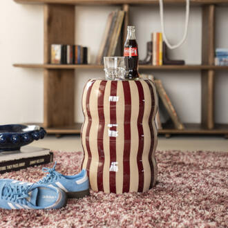 BY-Boo Bijzettafel 'Candice' 28cm, kleur Beige/Burgundy Veelkleurig - 28 cm