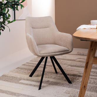 BY-Boo Draaibare Eetkamerstoel 'Bliss' Met armleuning, kleur Taupe
