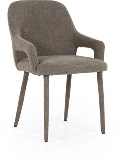 BY-Boo Eetkamerstoel 'Fika' Bouclé, kleur Bruin