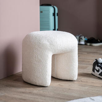 BY-Boo Hocker 'Sahi' Bouclé, kleur Beige