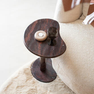 BY-Boo Organische Bijzettafel 'Rosso' Marmer, 45 x 33cm Rood