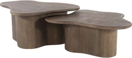 BY-Boo Organische Salontafel 'Fall' Mangohout, Set van 2 stuks, kleur Bruin
