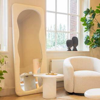 BY-Boo Organische Spiegel 'Evol' Bouclé, 180 x 72cm Beige