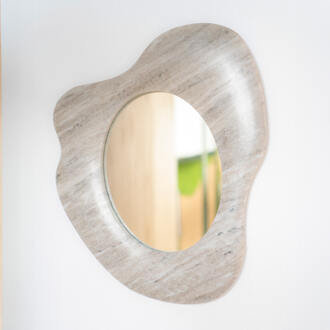 BY-Boo Organische Spiegel 'Muna' Marmer, 47 x 40cm Beige
