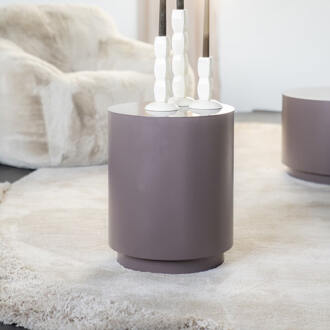 BY-Boo Ronde Bijzettafel 'Mesita' 37cm metaal, kleur Donker Taupe